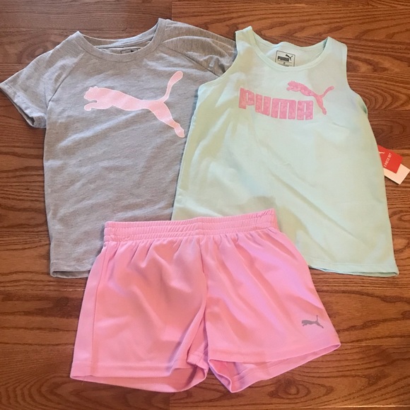 Puma Tee, Tank & Mesh Short 3pc Set - Picture 1 of 5